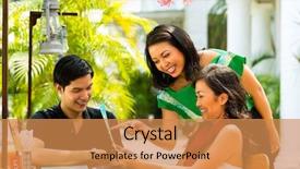  Presentation with man joined woman - PPT theme having man and woman in restaurant background and a  colored foreground