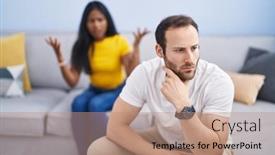  Presentation with man woman - Presentation theme consisting of man-and-woman-interracial-couple background and a coral colored foreground