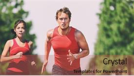  Presentation with fitness - Cool new slides with running fitness couple runners working out sport in outdoor nature landscape active living man and woman jogging training in summer banner panorama asian girl caucasian athletes backdrop and a red colored foreground