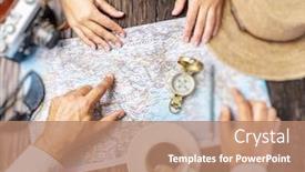  Presentation with world travel - Colorful presentation theme enhanced with destinations on the world map backdrop and a coral colored foreground