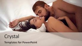  Presentation with sex - Presentation theme featuring man and woman making love background and a soft green colored foreground