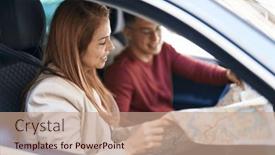  Presentation with city map - Slides consisting of man-and-woman-mother background and a coral colored foreground