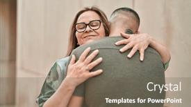  Presentation with man and woman - Presentation design featuring man-and-woman-mother background and a gray colored foreground