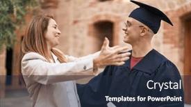 Presentation with graduation - Presentation design featuring man-and-woman-mother background and a wine colored foreground