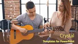  Presentation with music classic - PPT theme featuring man-and-woman-musicians-having background and a tawny brown colored foreground
