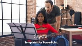  Presentation with ukulele - PPT theme enhanced with man-and-woman-musicians-playing background and a ocean colored foreground