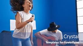  Presentation with classical music - Presentation having man-and-woman-musicians-singing and a ocean colored foreground