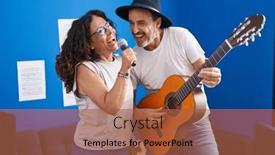  Presentation with classical music - PPT theme enhanced with man-and-woman-musicians-singing and a red colored foreground