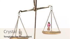  Presentation with equality - Amazing PPT theme having man and woman on scaale symbol for equality backdrop and a lemonade colored foreground
