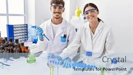  Presentation with pipette - Presentation design featuring man-and-woman-partners-wearing background and a light blue colored foreground