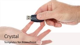  Presentation with communicate - Theme enhanced with man and woman passing divice background and a lemonade colored foreground