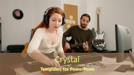  Presentation with piano keyboard - Slide set featuring man-and-woman-playing-guitar background and a coral colored foreground