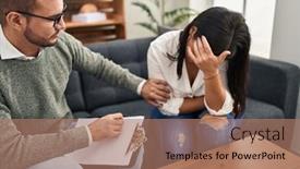  Presentation with psychology depression - Slide deck consisting of man-and-woman-psychology background and a coral colored foreground