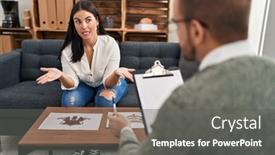  Presentation with psychology - PPT theme featuring man-and-woman-psychology background and a dark gray colored foreground