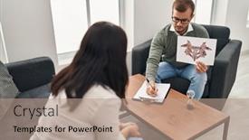  Presentation with environmental psychology man green - Presentation design enhanced with man-and-woman-psychology background and a coral colored foreground