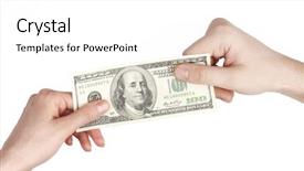  Presentation with profit - PPT layouts with dollar bill splitting profit equal background and a white colored foreground