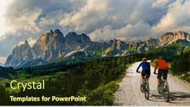  Presentation with adventure biking - PPT theme having man-and-woman-ride-electric background and a tawny brown colored foreground
