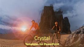  Presentation with adventure biking - Slides consisting of man-and-woman-ride-electric background and a tawny brown colored foreground