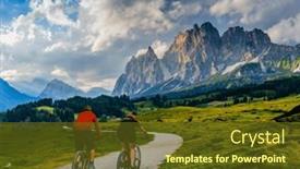  Presentation with adventure biking - PPT theme having man-and-woman-ride-electric background and a tawny brown colored foreground