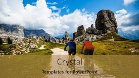  Presentation with adventure biking - PPT theme featuring man-and-woman-ride-electric background and a gold colored foreground