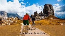  Presentation with adventure biking - Presentation with man-and-woman-ride-electric background and a gold colored foreground