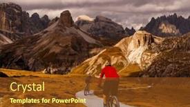  Presentation with adventure biking - Slide set featuring man-and-woman-ride-electric background and a tawny brown colored foreground