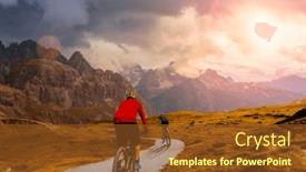 Presentation with adventure biking - Slide deck featuring man-and-woman-ride-electric background and a tawny brown colored foreground