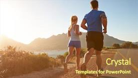  Presentation with man woman - PPT layouts enhanced with man and woman running together background and a tawny brown colored foreground