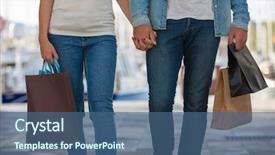  Presentation with man joined woman - Slide deck having man and woman shopping bags background and a ocean colored foreground