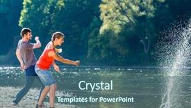  Presentation with man and woman - Audience pleasing presentation design consisting of man and woman skimming stones backdrop and a  colored foreground