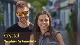  Presentation with sunshine - Slide set featuring man-and-woman-smiling background and a tawny brown colored foreground