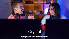  Presentation with streamer - Slides consisting of man-and-woman-streamer-playing background and a  colored foreground