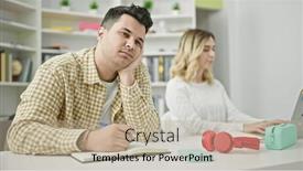  Presentation with writing notes - Slide deck consisting of man-and-woman-students-using background and a mint green colored foreground