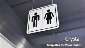  Presentation with roof - Theme consisting of man and woman washroom logo background and a dark gray colored foreground