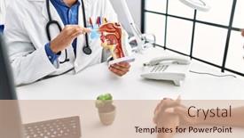  Presentation with otolaryngology - PPT theme having man-and-woman-wearing-doctor background and a soft green colored foreground