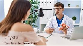  Presentation with gynecology - Presentation featuring man-and-woman-wearing-doctor background and a soft green colored foreground