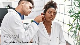  Presentation with ear - Presentation consisting of man-and-woman-wearing-doctor background and a light gray colored foreground