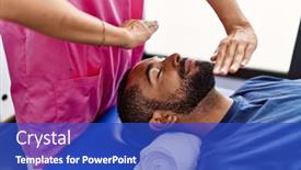  Presentation with reiki - Theme with man-and-woman-wearing-physiotherapist background and a cobalt blue colored foreground