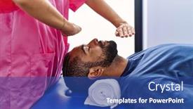  Presentation with reiki - Slide set having man-and-woman-wearing-physiotherapist background and a ocean colored foreground