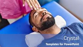  Presentation with reiki - PPT theme consisting of man-and-woman-wearing-physiotherapist background and a ocean colored foreground