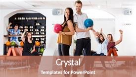 Presentation with bowling - Audience pleasing PPT layouts consisting of man and woman with bowling backdrop and a coral colored foreground