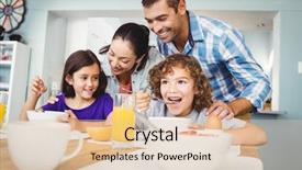  Presentation with breakfast children - Presentation theme enhanced with man and woman with children background and a lemonade colored foreground