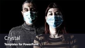  Presentation with biohazard - Colorful presentation enhanced with man-and-woman-with-surgical backdrop and a dark gray colored foreground