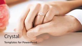  Presentation with wedding ring - Slide set having man and woman with wedding background and a coral colored foreground
