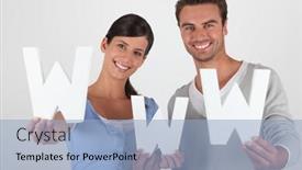  Presentation with www - Beautiful presentation design featuring man and woman with www initials backdrop and a light blue colored foreground