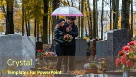  Presentation with cemetery - Beautiful PPT layouts featuring man-and-woman backdrop and a tawny brown colored foreground