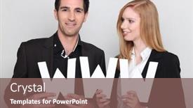  Presentation with www - Amazing presentation theme having man and woman with the initial www backdrop and a violet colored foreground