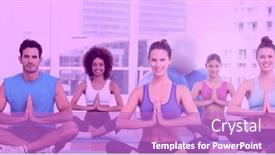  Presentation with wellbeing - Theme with man-and-women-practicing-yoga background and a purple colored foreground