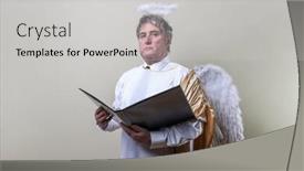  Presentation with choir - Beautiful theme featuring man-angel-holding-binder backdrop and a light gray colored foreground
