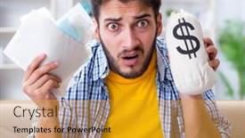  Presentation with pay - Slide set featuring man-angry-at-bills background and a gold colored foreground